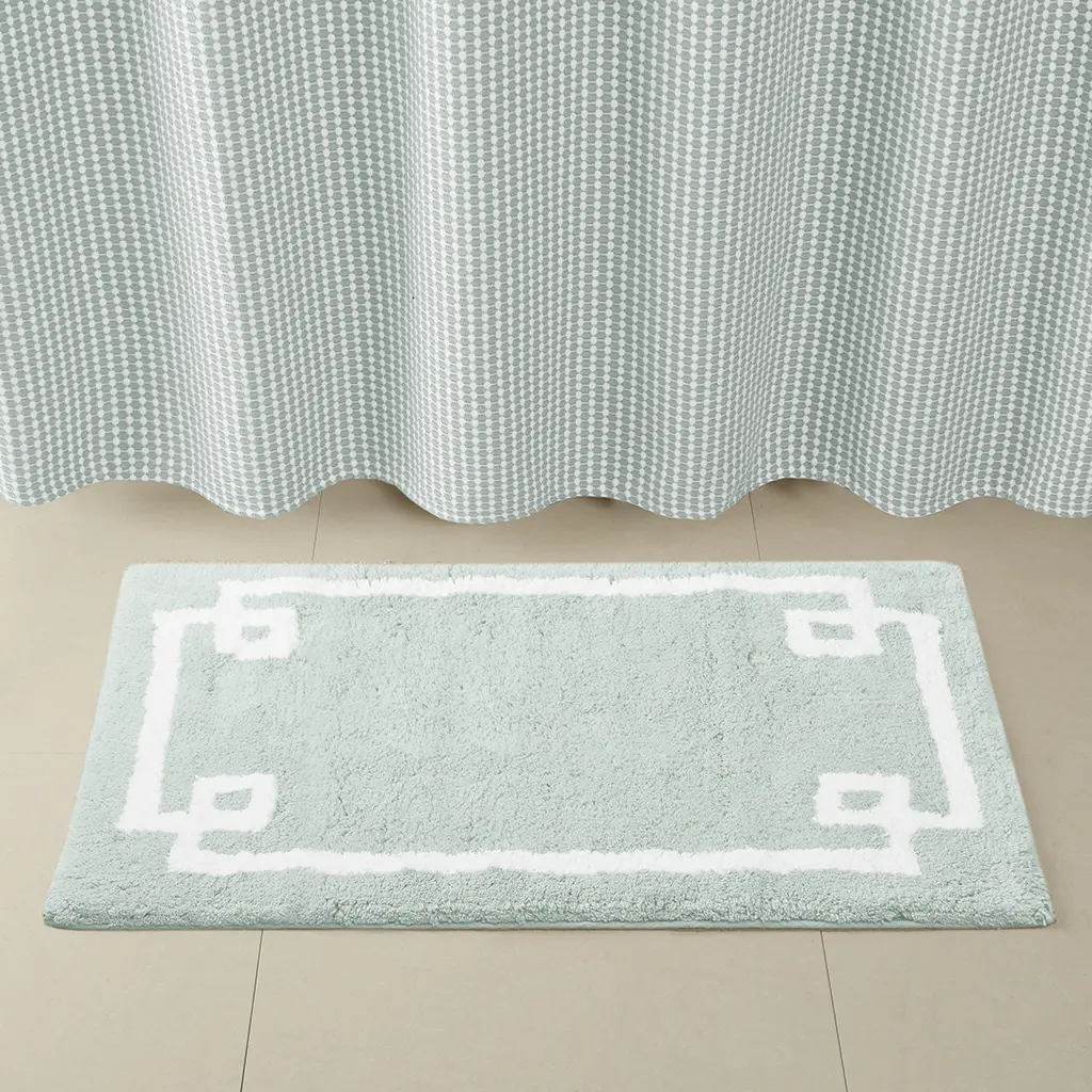 Nokaa Cotton Tufted Bath Rug 24x40 - Medium Pile 0.5" Non-Skid Latex Backing, Oeko-Tex Certified, Machine Washable, Hotel Style Bathroom Mat for Tub Shower Floor, Soft Absorbent, Seafoam Color Options