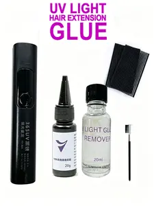 V-Light Cold Light Hair Extension Kit, UV Hair Glue, Remover Liquid, 365nm Curing Lamp, Complete Tool Set for Easy Application