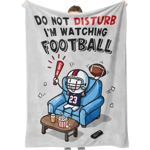 Funny Cartoon Football Fan Soft Fleece Blanket,Do Not Disturb I'm Watching Football Flannel Throw Blanket,Perfect Gift for Football Lovers, Sports Fans & Game Day Enthusiasts,summervibes