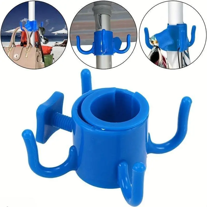 Plastic 4-Prong Adjustable Multi Hooks, 5-Pack for Beach Umbrella & Camping Tent