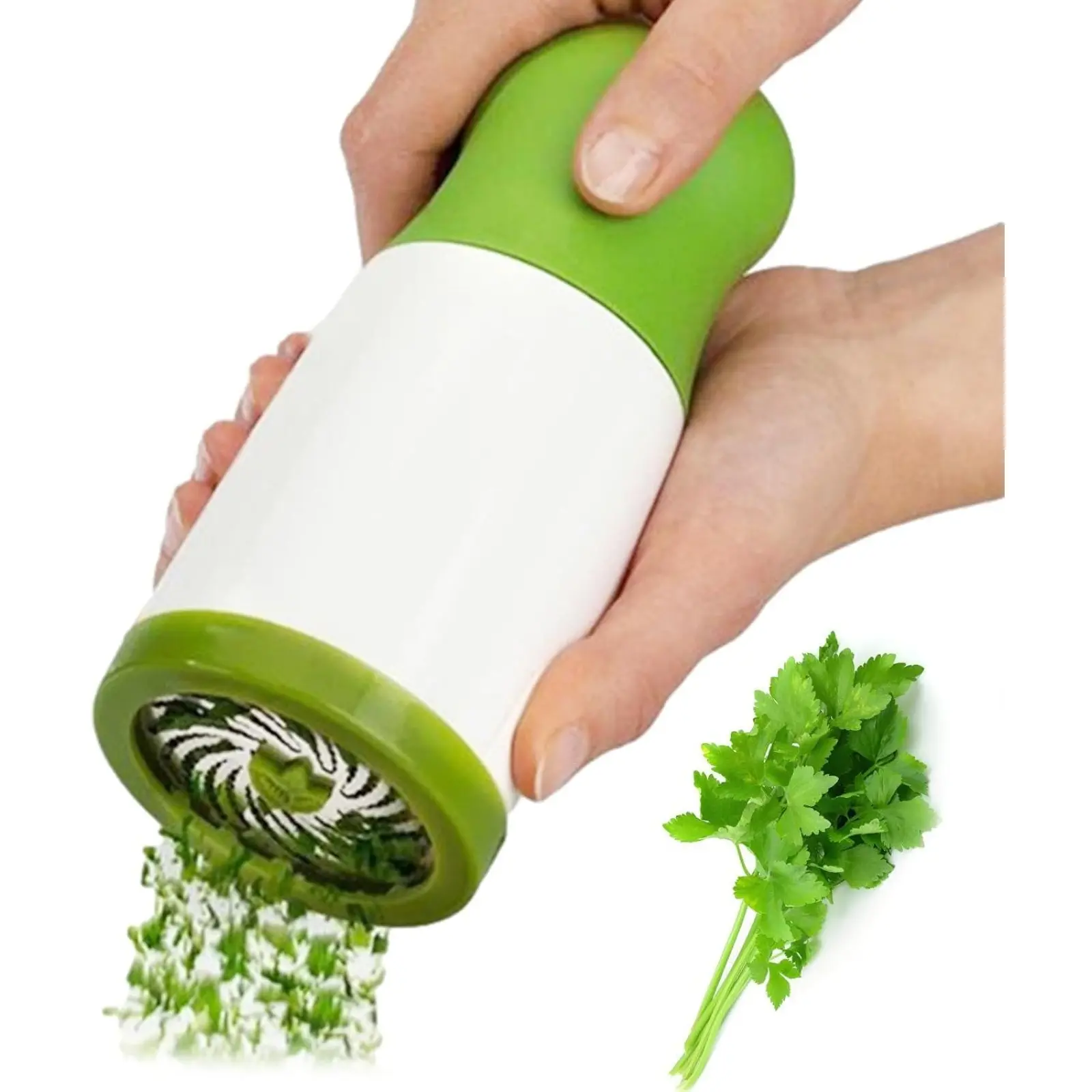 Manual Cilantro Chopper and Spice Grinder with Stainless Steel Blades, Multipurpose Herb Mincer for Garlic, Parsley, Coriander, Easy Clean Kitchen Tool
