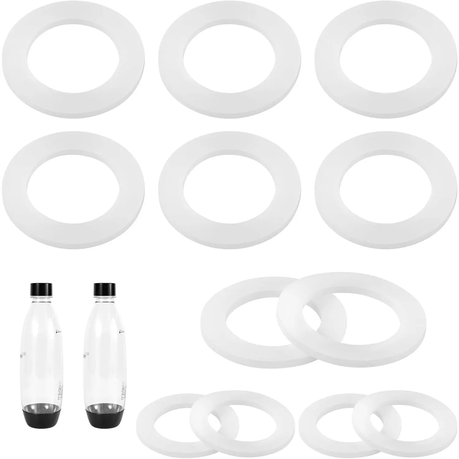 Gasket Replacements for Sodastream Bottle, White Silicone Bottle Lid Sealing Gasket Compatible with Sodastream Bottle Cap O Ring Replacement Parts for Plastic Bottle & PET Bottle