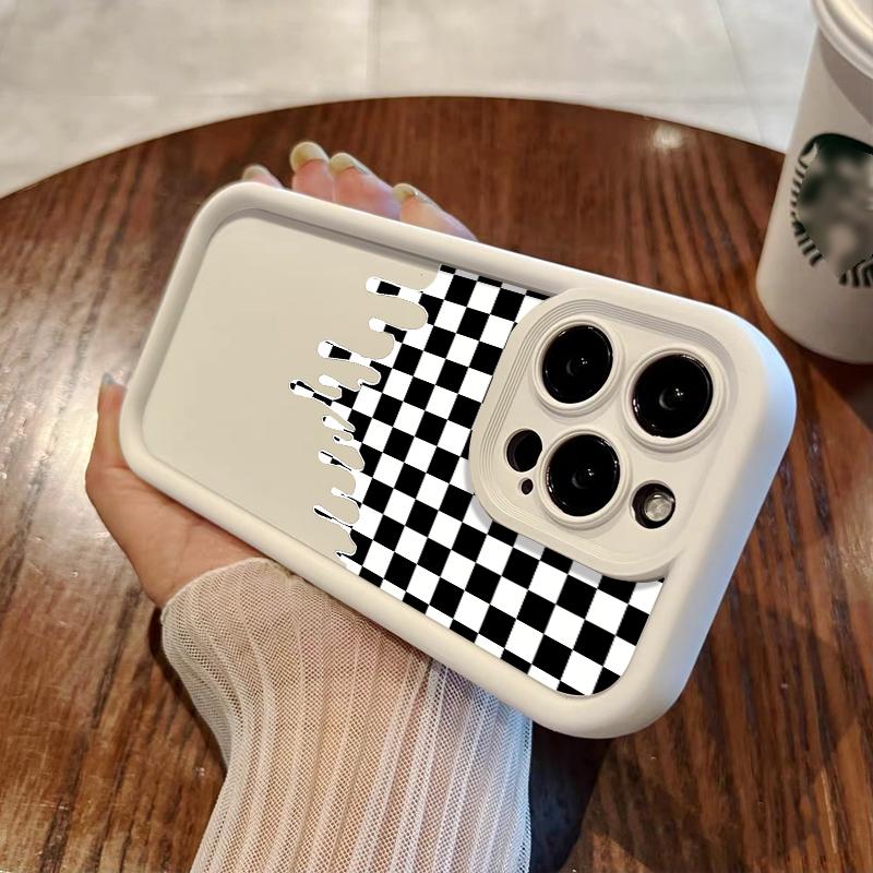 Checkered Pattern Phone Case, Soft Silicone, Fully Protected and Shockproof For iPhone 17 16 15 14 13 12 11 Pro Max Plus Air XSMAX Mini 16E 17E Protection