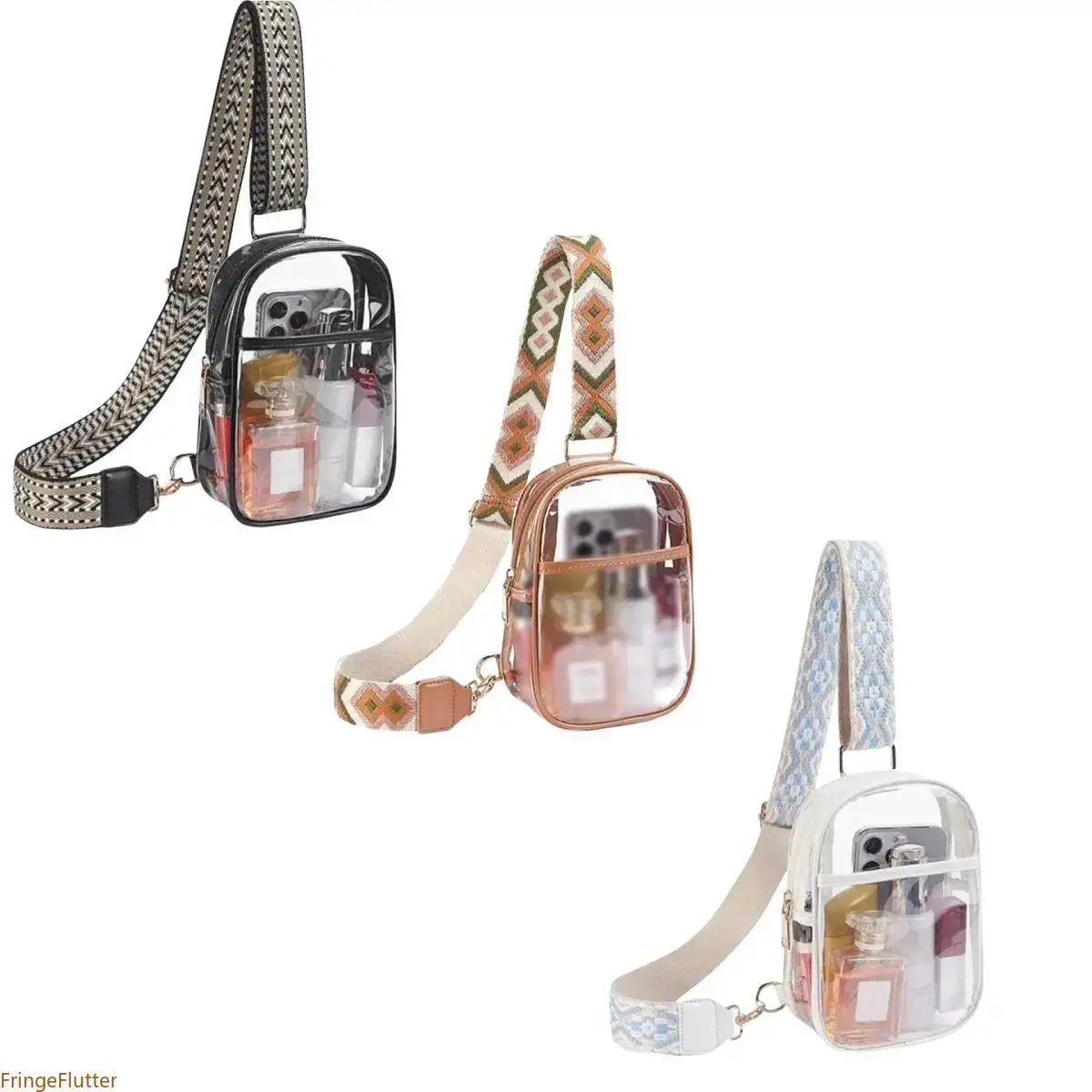 Clear Sling Bag for Stadium Events – 4-Pocket Clear Crossbody Purse for Concerts & Sports, Compact 5.3x2x7.1 Inch, Lightweight
