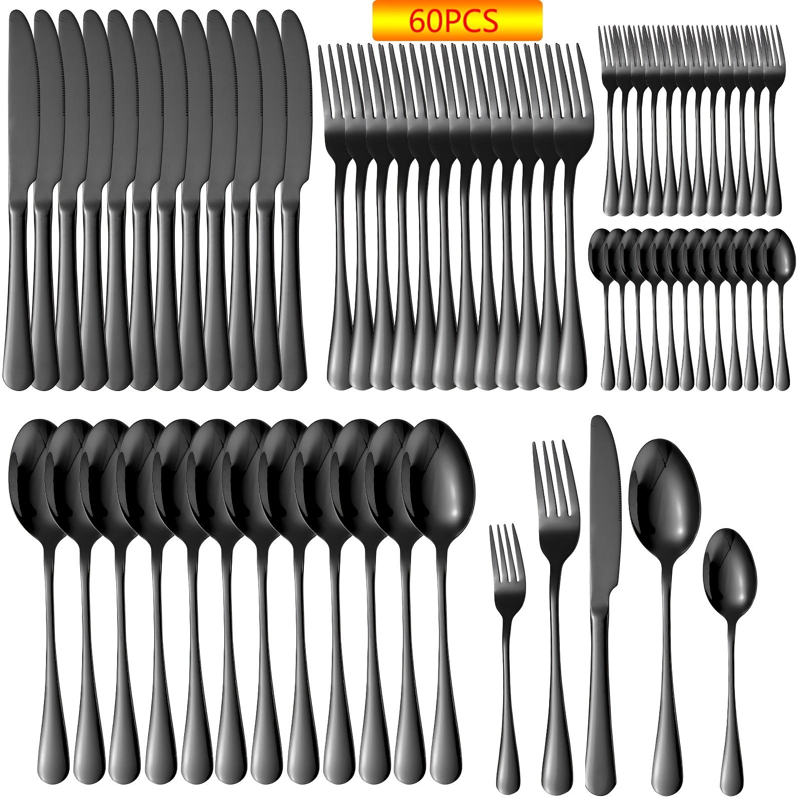 60-Piece Stainless Steel Cutlery Set with Forks, Knives & Spoons, Durable Tablewar, Dinnerware Service Set for Home Kitchen and Dining Room