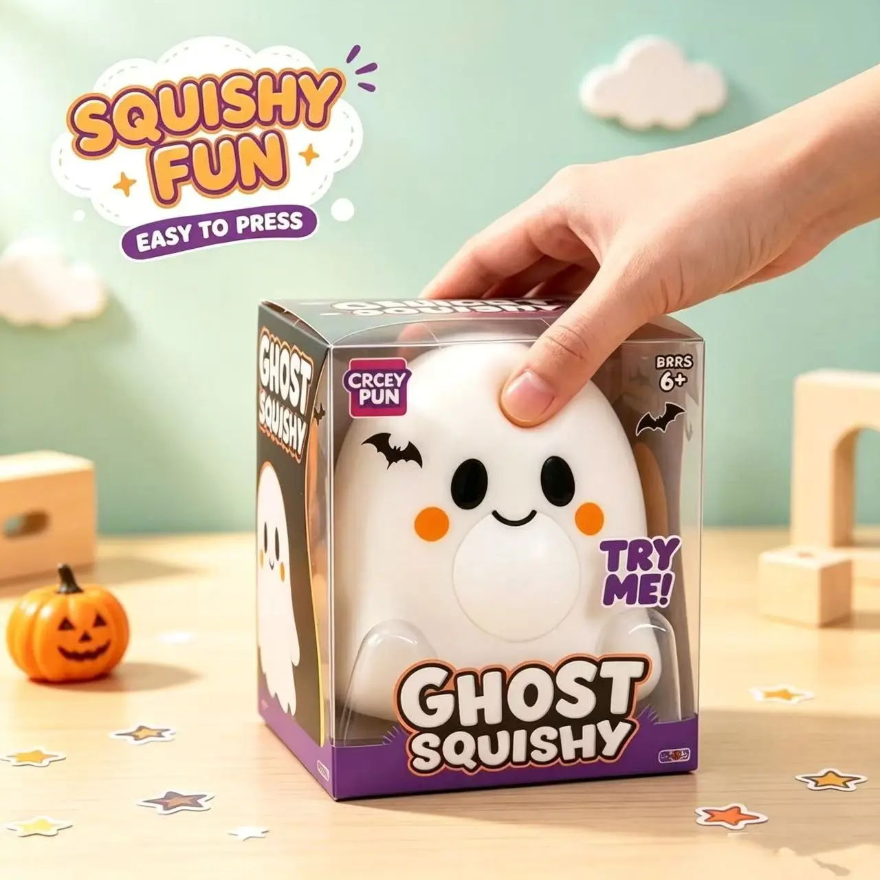 Crazy Fun Ghost Squishy Halloween Decoration, Creative Cute Ghost Holiday Ornament, Stress Relief Toy, Perfect Halloween Gift