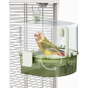 Automatic Bird Baths for Cage – Indoor Parakeet Bath with Pump, Bird Shower with 2 Modes Running Water, Bird Cage Accessory for Pet Birds Conure Budgies Cockatiels Lovebird(Green)