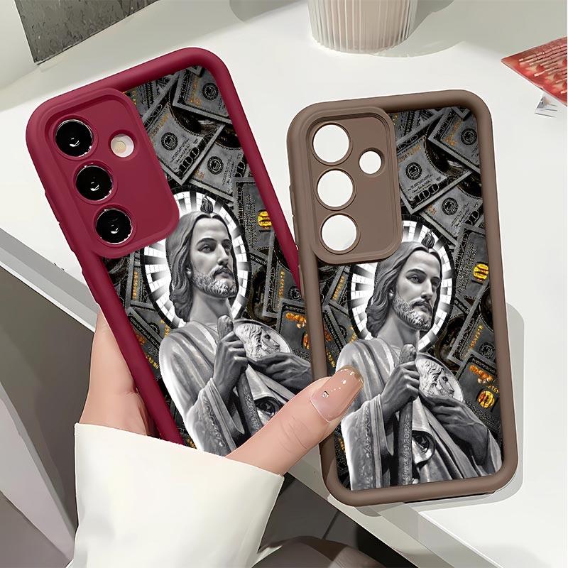 San Judas Tadeo Soft&Flexible TPU Silicone Phone Case For Galaxy S26 Ultra S25 Edge S24 FE S23 S22 S21 Plus A13 A14 A15 A16 A17 A33 A34 A35 A36 A52 A53 A54 NOTE20 Durable|Shockproof|Full Camera Protection|Anti-Fingerprint