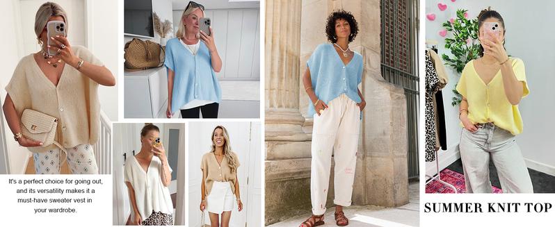 Saodimallsu Womens Fall Oversized Cardigans Batwing Short Sleeve Lightweight Button V Neck Casual Knit Sweater Tops