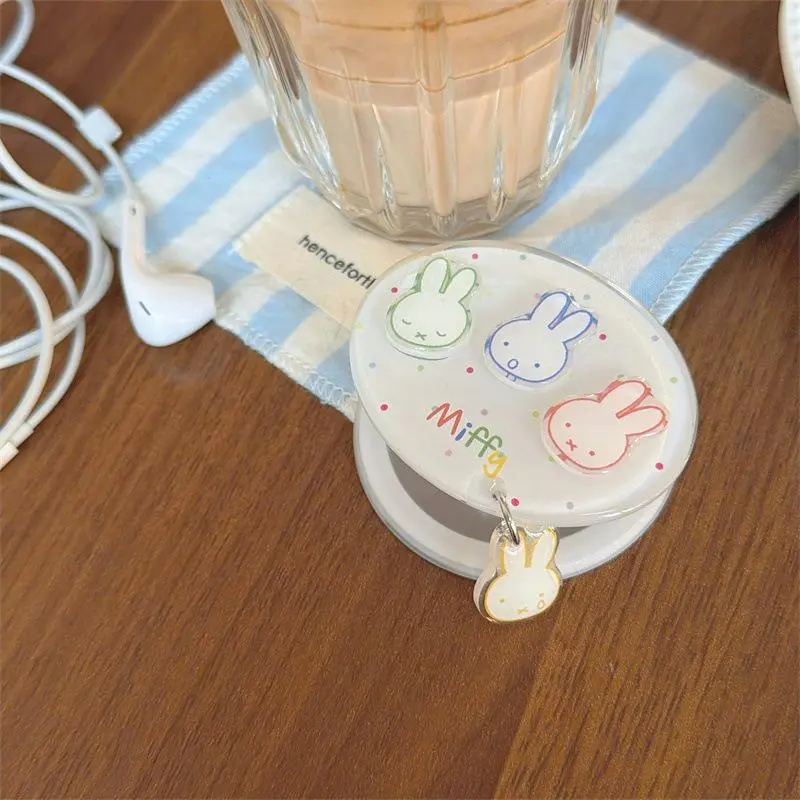Miffy Magnetic Adjustable Phone Holder with Airbag Cushion Telescopic Desktop Stand Shockproof & Detachable Bunny Head Pendant