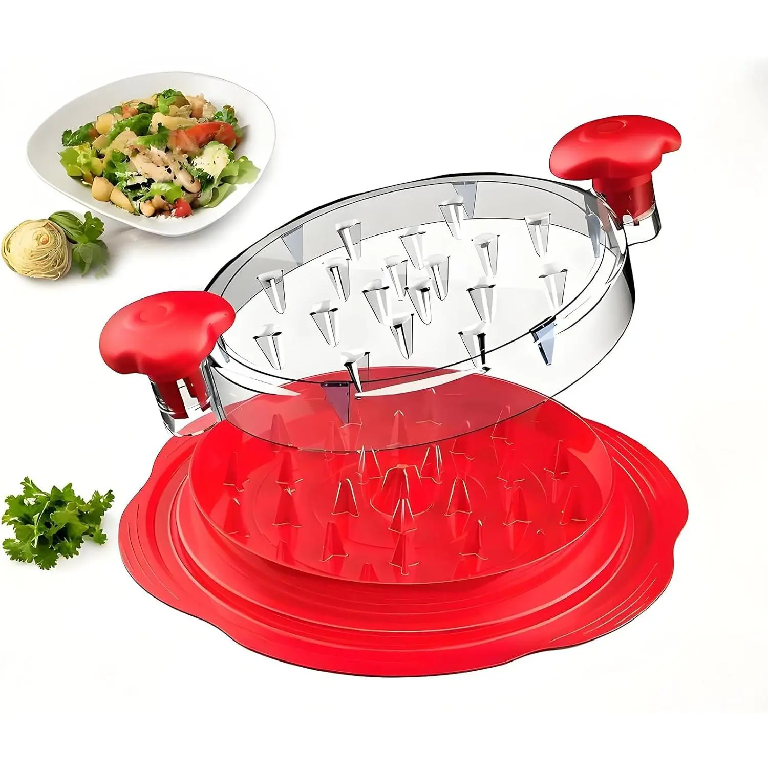Compact Rubber Meat Shredder - Detachable Base, Manual Rotating Multi-Spike Home Kitchen Accessory for Homemade Chicken Floss, Baby Food (Ideal for Parents)
