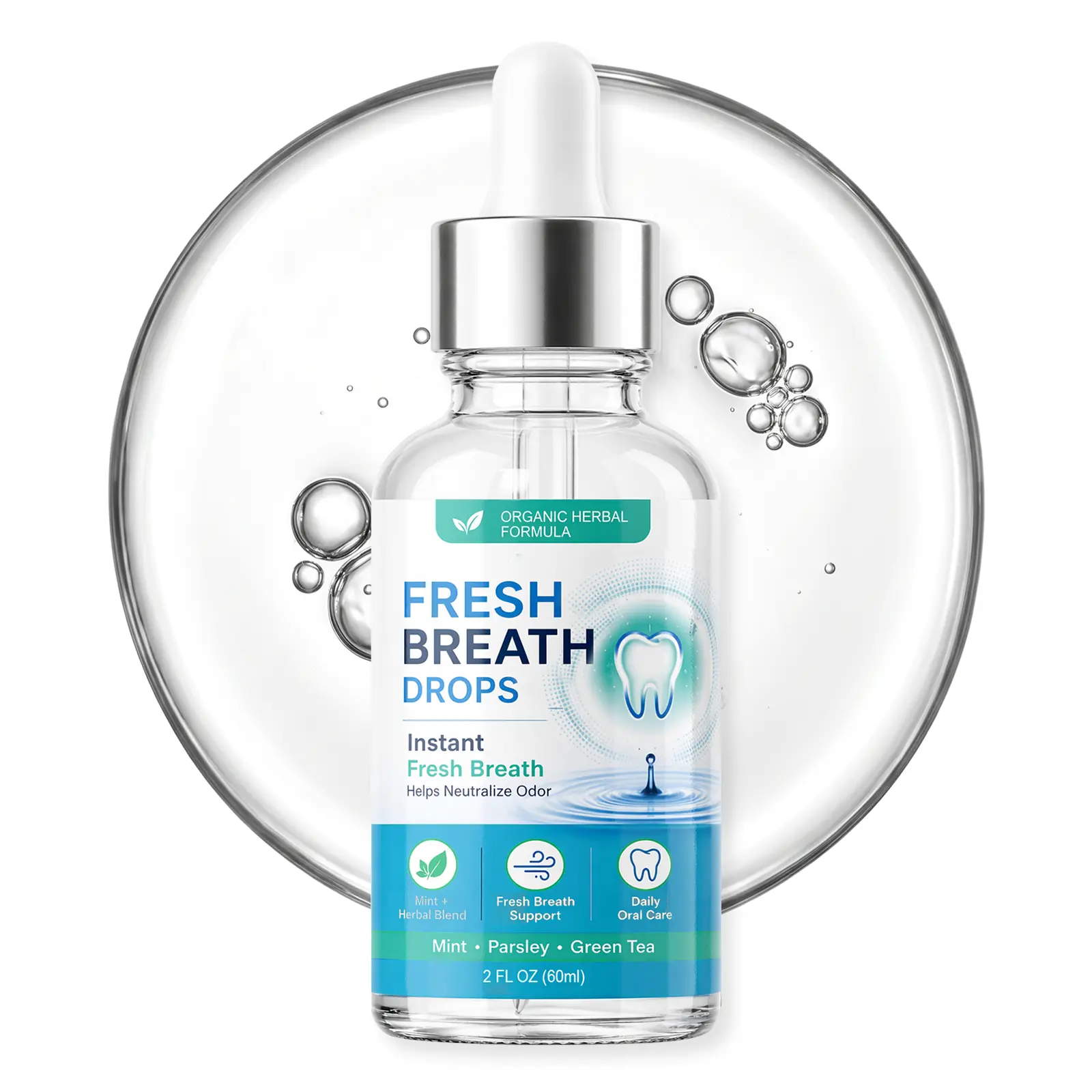 Mint Breath Freshening Drops for Adults, Alcohol-Free, Portable Relief for Dry Mouth