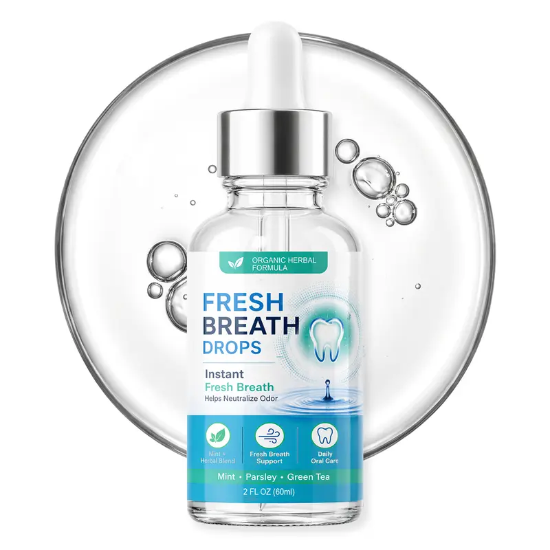 Fresh Breath Mint Oral Drops For Adults, Alcohol-Free Mouth Refreshing Care, Long Lasting Comfort For Dry Mouth, Portable Design For Daily Social Use