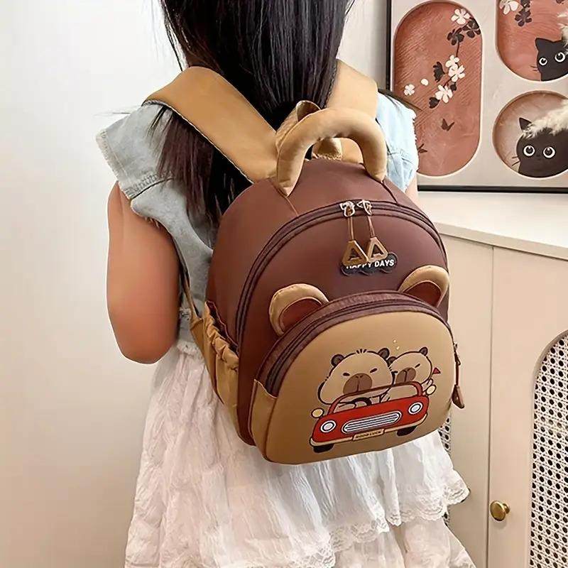 NewNewWomen's Cute Capybara Backpack - Small daypack with Happy Days, - Ideal Birthday Valentine's Gift for Animal Lovers, Cute Backpack, Travel Daypack, Charming Accessory, Adjustable Straps, Playful Accessory, Lightweight Bag, Compact Bag, Casual Users