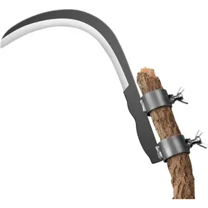 Steel Straw Sickle with Replaceable Wooden Handle Function, Manganese Steel Blade, Handheld Gardening Tools Multipurpose Gardening Weeding Grass and Farming Portable Safety Sickle