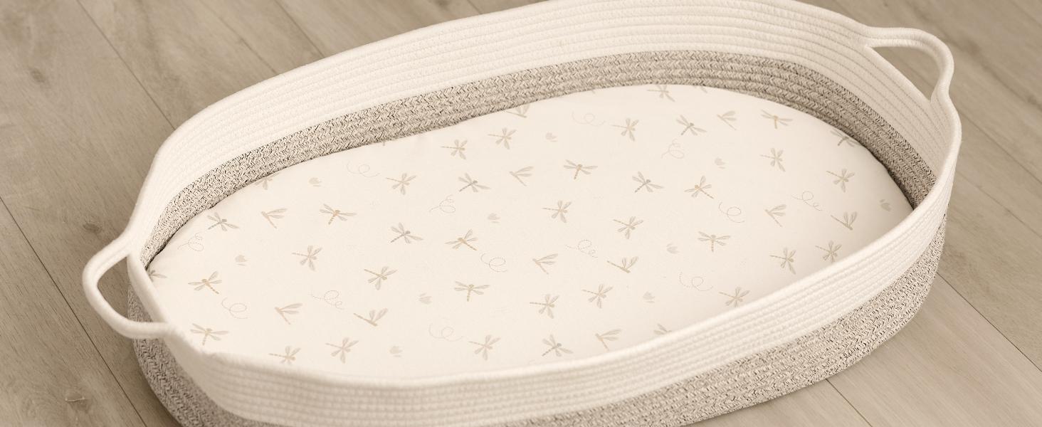 2-Pack Organic Bassinet Sheets for Girls, Boys - 100% Cotton Bassinet Mattress Sheets Compatible with Halo Bassinest Swivel Sleeper, Graco, Baby Delight, Chicco, Unisex Fitted Bassinet Sheets (Pecan)