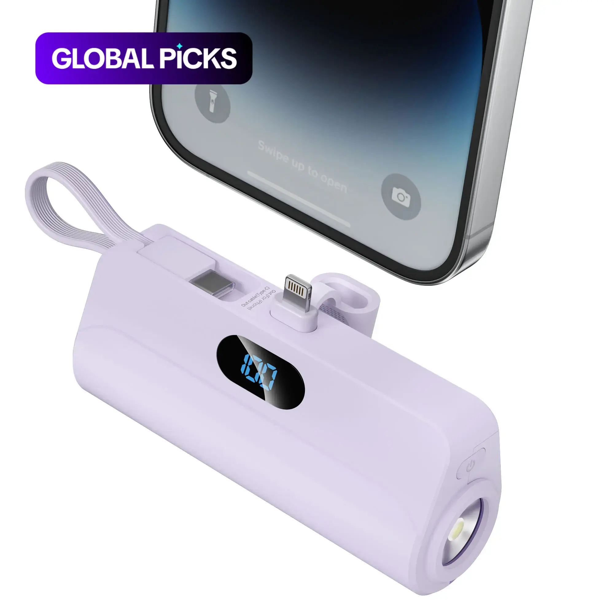 5000mAh Portable Mini Lightweight Rechargeable Power Bank with Charging Cables, Portable Battery Pack, Mobile Multifunctional Power Bank with LED Digital Display & Flashlight, for iPhone 15/14/13, Galaxy S21, Smartphone & More, Gift #GLOBAL PICKS
