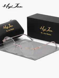 HyJex 1 Piece Unisex Luxurious Trendy Frameless Plano Glasses Studying Geometric Plaon Glasses