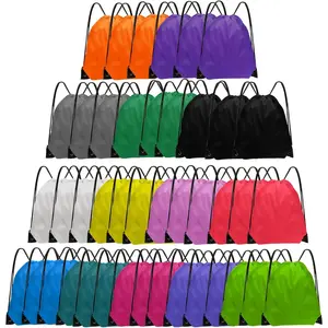 Grneric Drawstring Backpack Bulk 42 Pcs String Backpack Drawstring Bags Cinch Bag Sackpack for Men Women Gym 14 Colors
