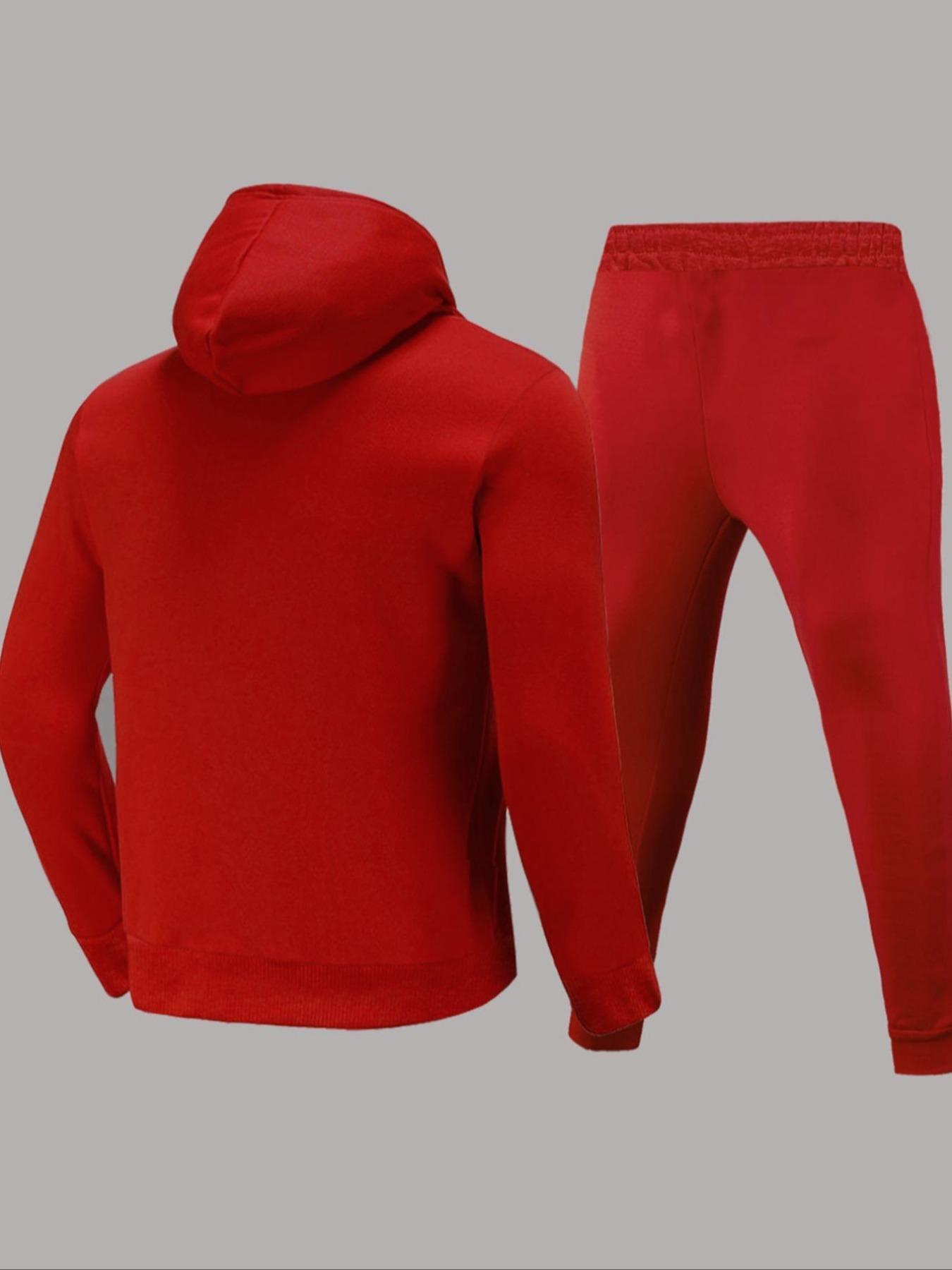 Men's Plush Hoodie & Drawstring Waist Sweatpants Two-Piece Set, Casual Lounge Set, Men's Spring & Fall Clothes