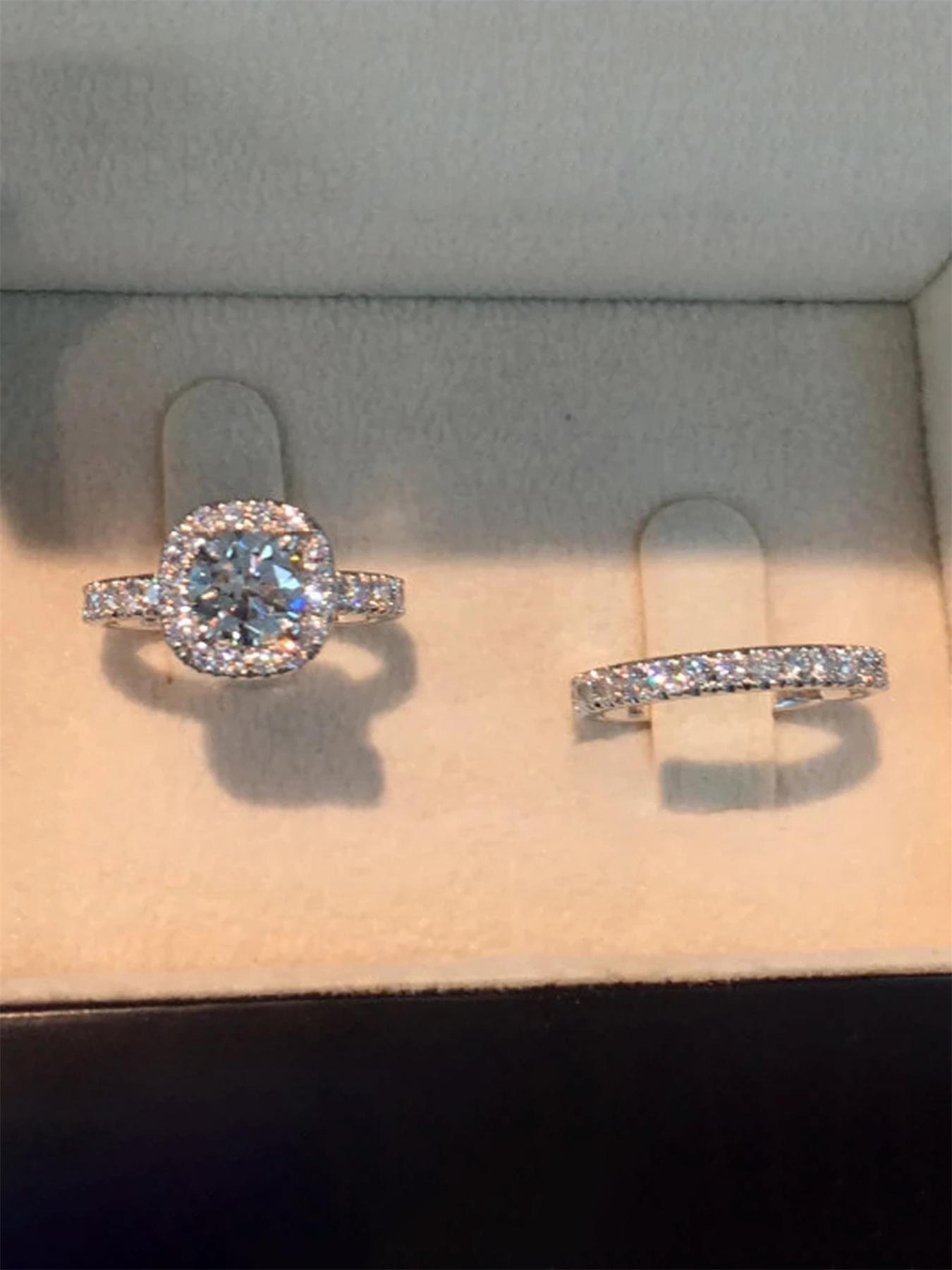 S925 Sterling Silver Fashionable Ring, Gifts for Girlfriend, Elegant Engagement Ring for Women, Pave Engagement Ring, Trendy All-match & Exquisite Jewelry for Birthday Gift, Gift Ideas for Women, Valentine's Day, Gift, Fashion Engagement Rings