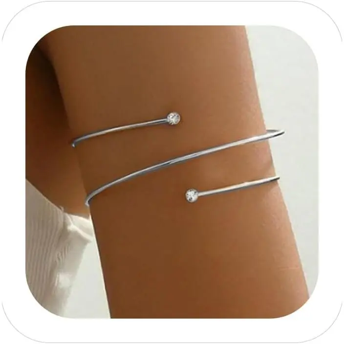 Arm Cuff  for Women Arm Bracelet Upper   Rhinestone Arms Cuff Set Adjustable Minimalist Accessorie
