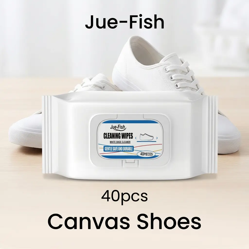 Jue-Fish Shoe Cleaning Wipes (40pcs) - Gentle on Hands, Moisture Maintaining Footwear Wipes with Resealable Package for Everyday Dirt, White Sneaker Shoe Care
