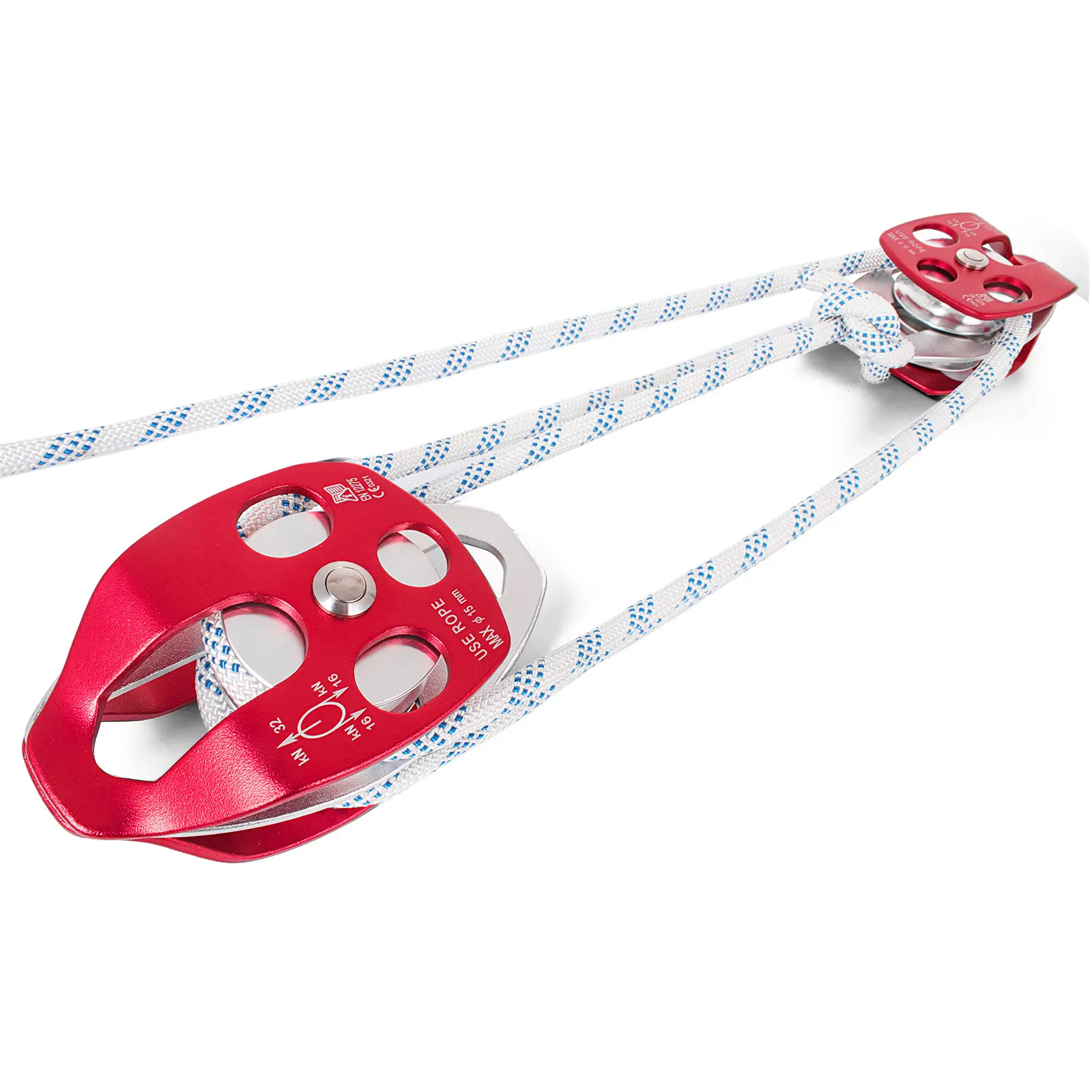 Double Pulley Block & Rope Kit, Forged Aluminum, Polyester Construction, Multiple Utilization