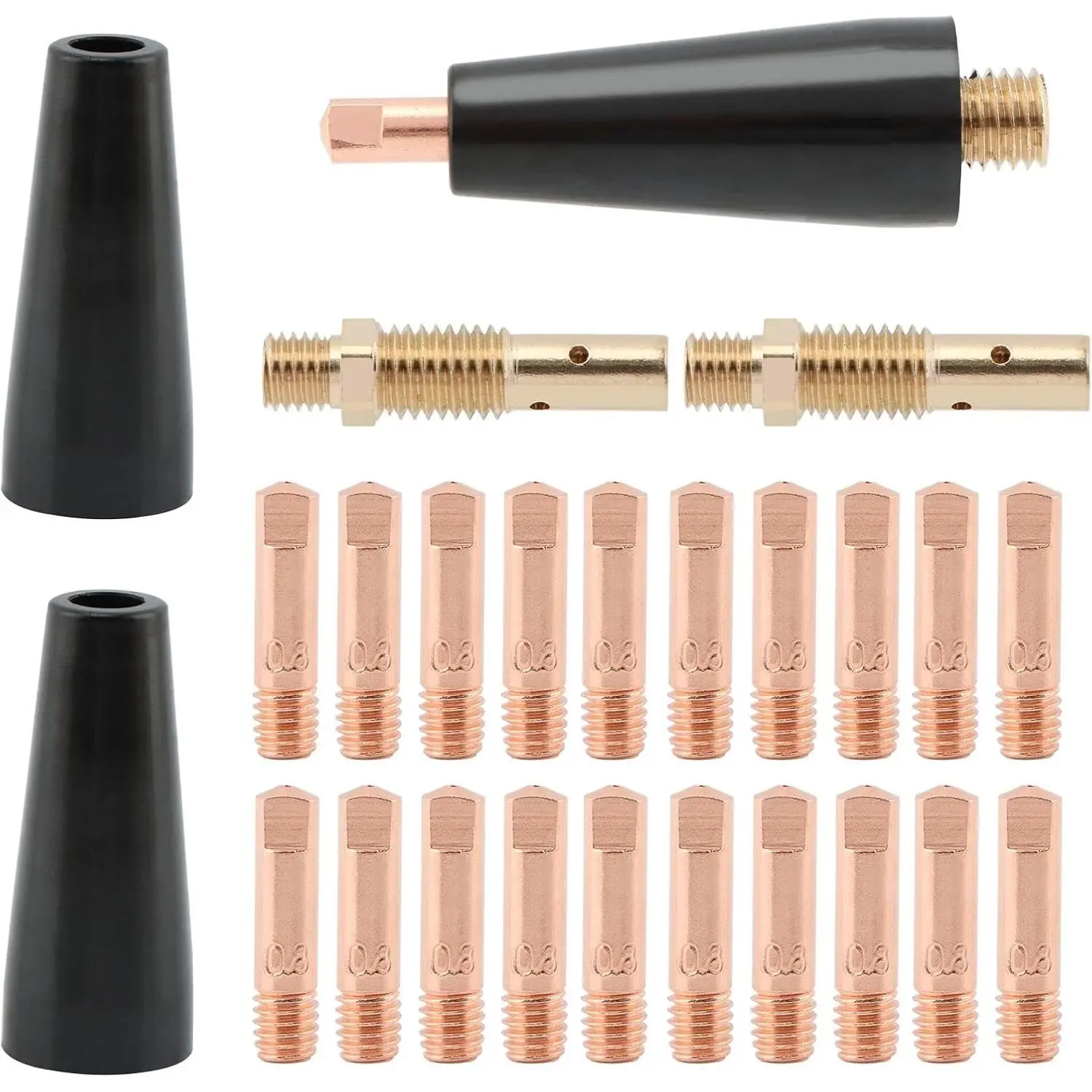 24 count Flux Core Gasless Nozzle Welding Kit,KP1939-1 Flux-Core-Flux-Core Gasless Nozzle Contact Tips  MIG Welder Accessories for Welder  (0.030"(0.8mm) Accessory Kit)