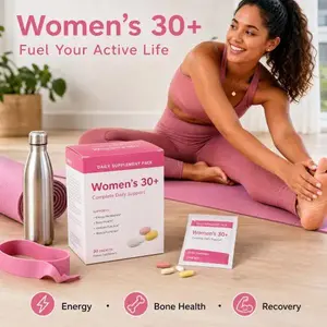 Women’s Daily Multivitamin Supplement with Calcium Magnesium Cranberry Probiotics Turmeric Collagen Krill Oil 30Day Pack for Skin Hair Antiaging Stress