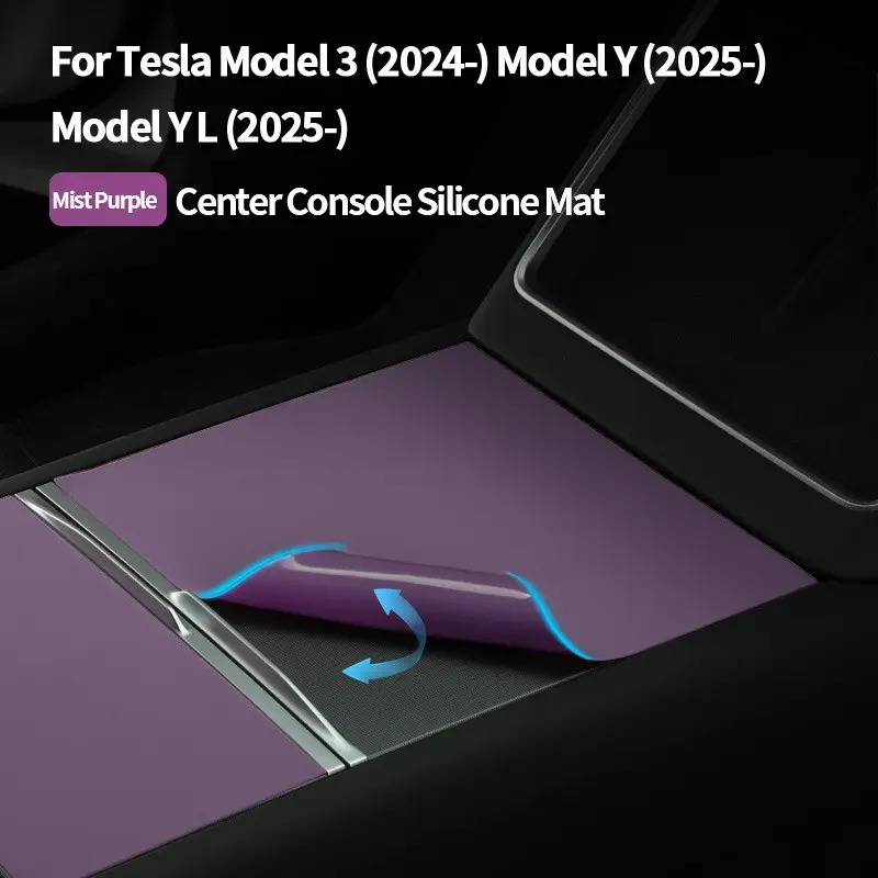 Center Console Decorative Silicone Mat For Tesla Model 3 Highland (2024-UP) and Model Y Juniper (2025-UP).  Made of premium material, it decorates your car interior and protects the original console surface.