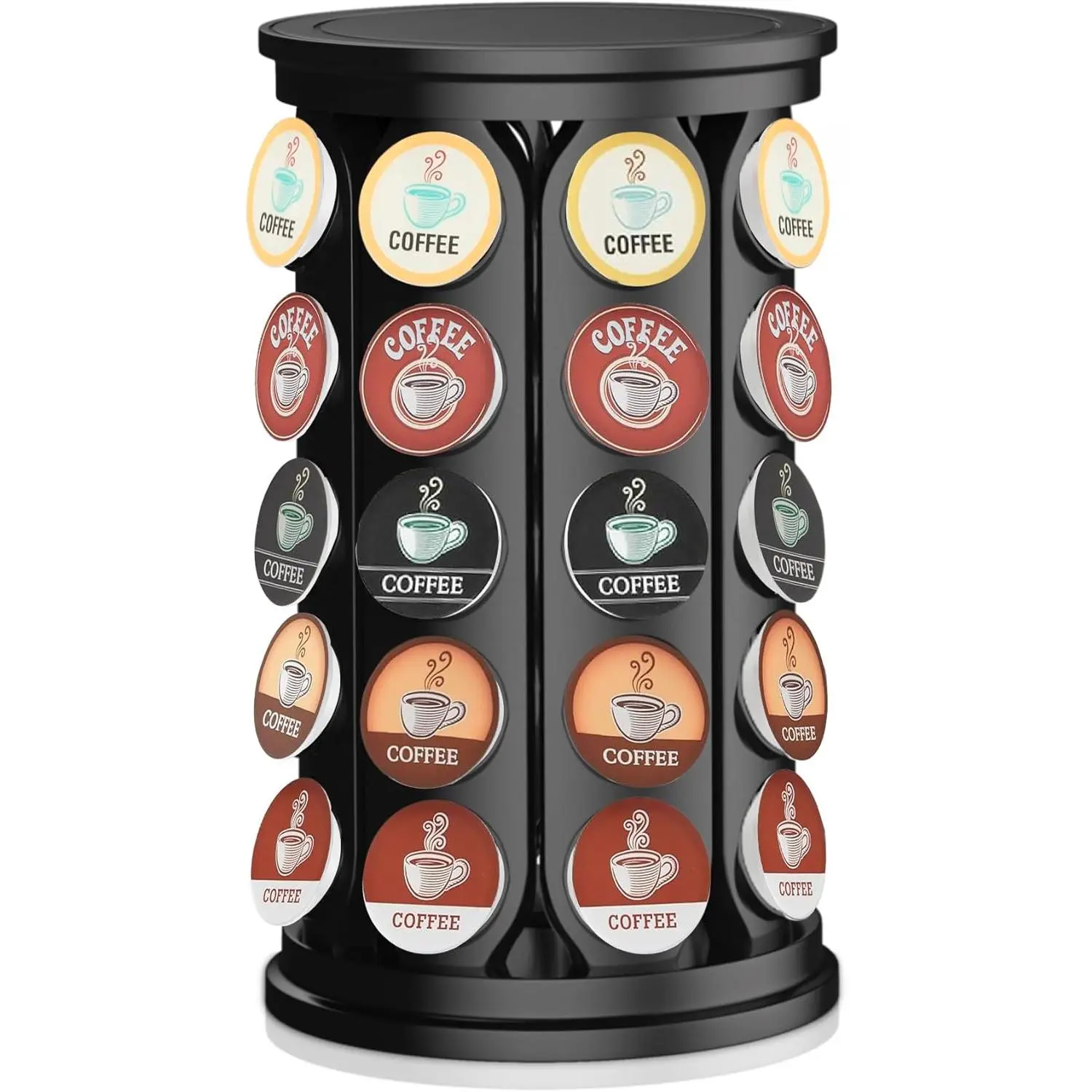 K Cup Holder, Coffee Pods Holder Storage Organizer Stand Carousel Compatible with 40 Keurig K-Cup Pods, Home or Office Kitchen Counter (Black)