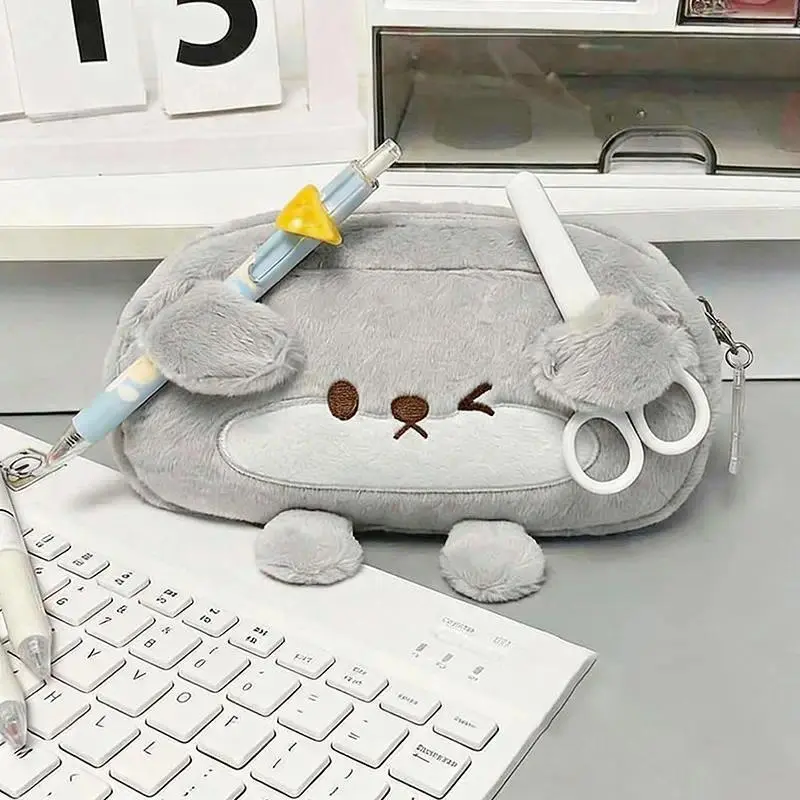 New New Cute Little Otter Penguin Plush Pen Bag, Large Capacity Pencil Case, Stationery Storage Bag School Supplies