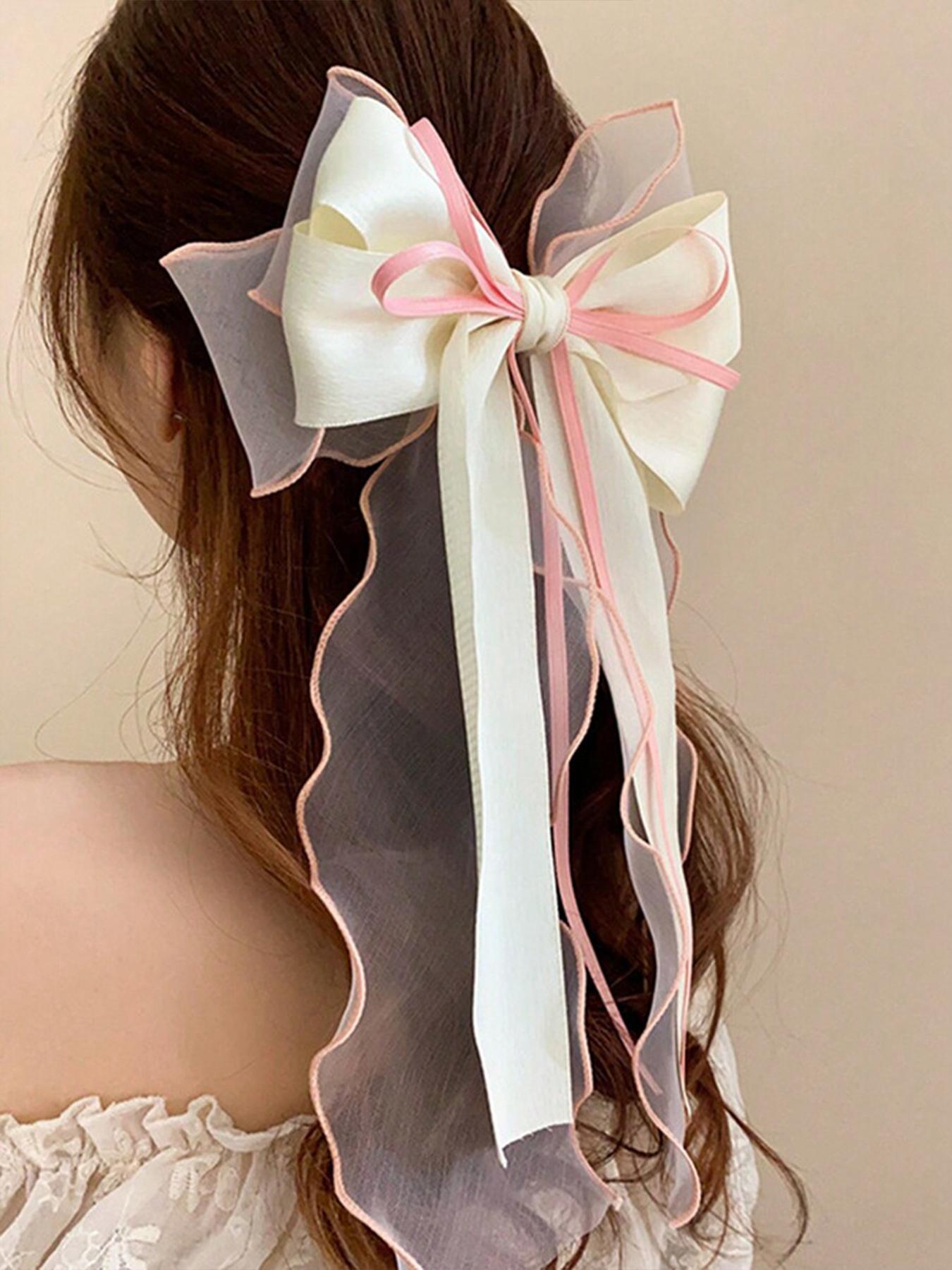 Women's Elegant Bowknot Design Hair Clip, Hair Clip With Bow, Cute Trendy Ribbon Hair Clip, Fashionable Hair Accessories for Women & Girls, Hair Clip For Long Hair, Hair Clip Bowknot Hair Accessory