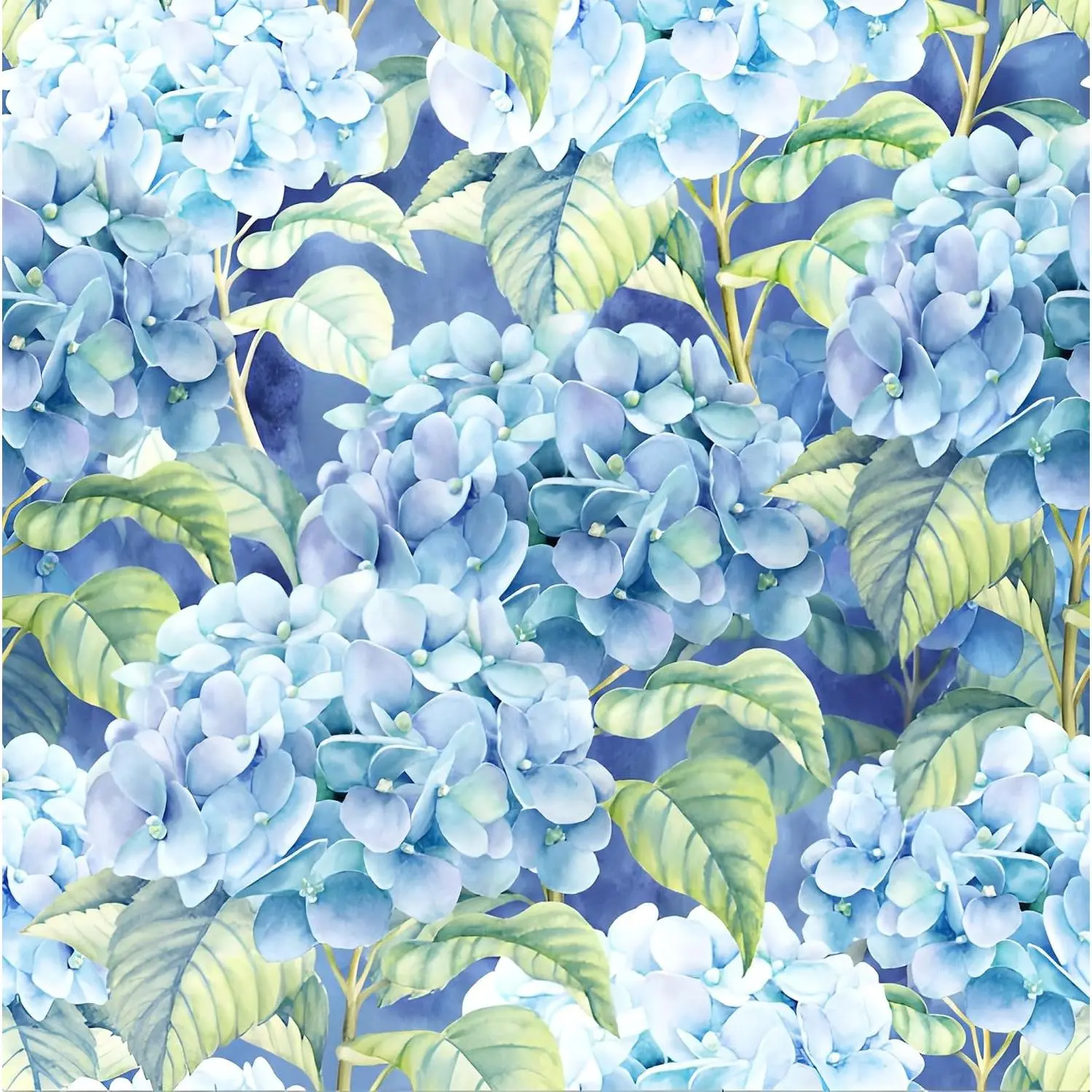 Blue Hydrangea Disposable Paper Napkins - 40pcs Floral Cocktail Napkins