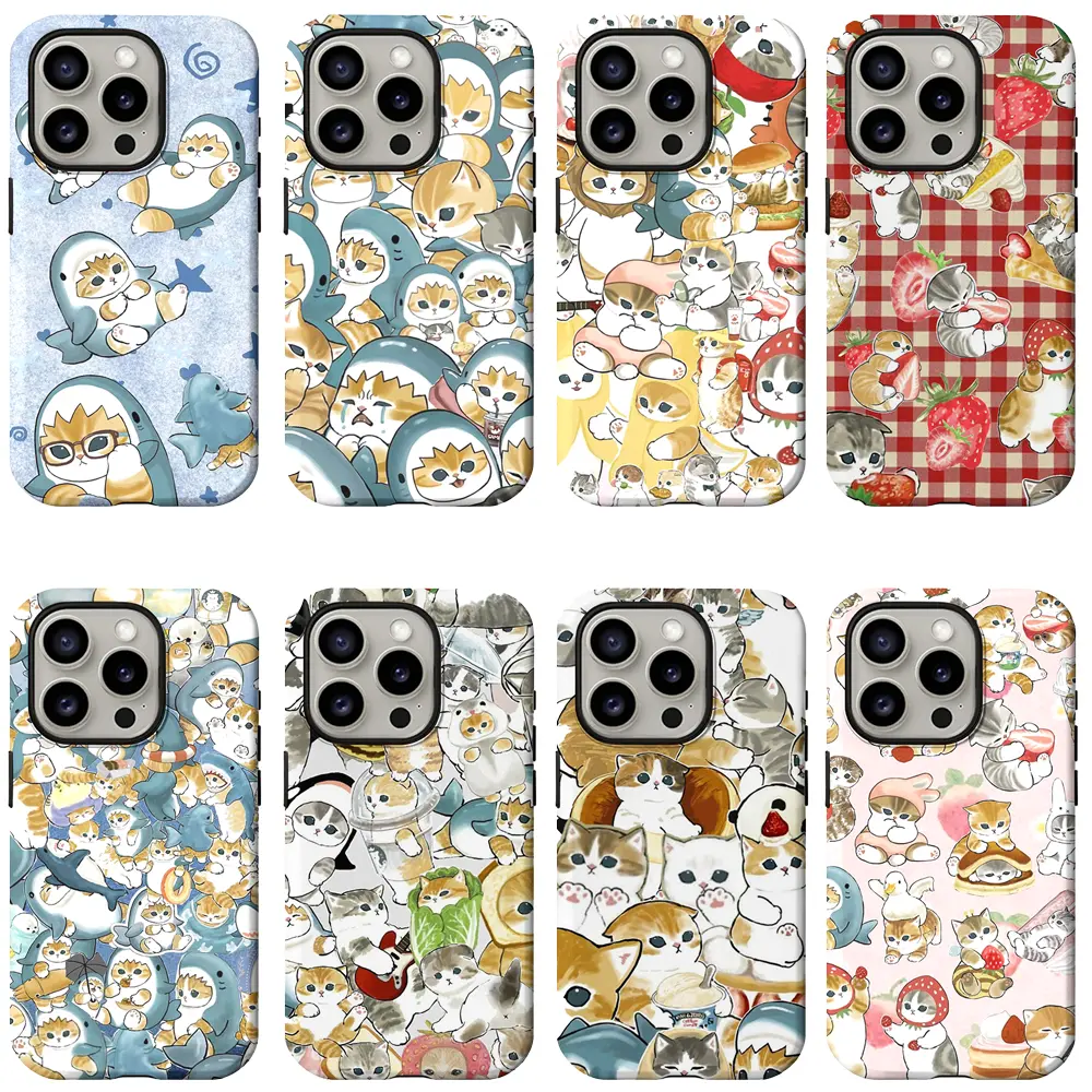 Popular Mofusand Cat & Shark Costume Print Phone Case for iPhone 17 16 15 14 13 12 11 Pro Max Plus Air Samsung S23 S24 S25 S26 Minimalist Shockproof Cover Ideal Gift for Mofusand Fans
