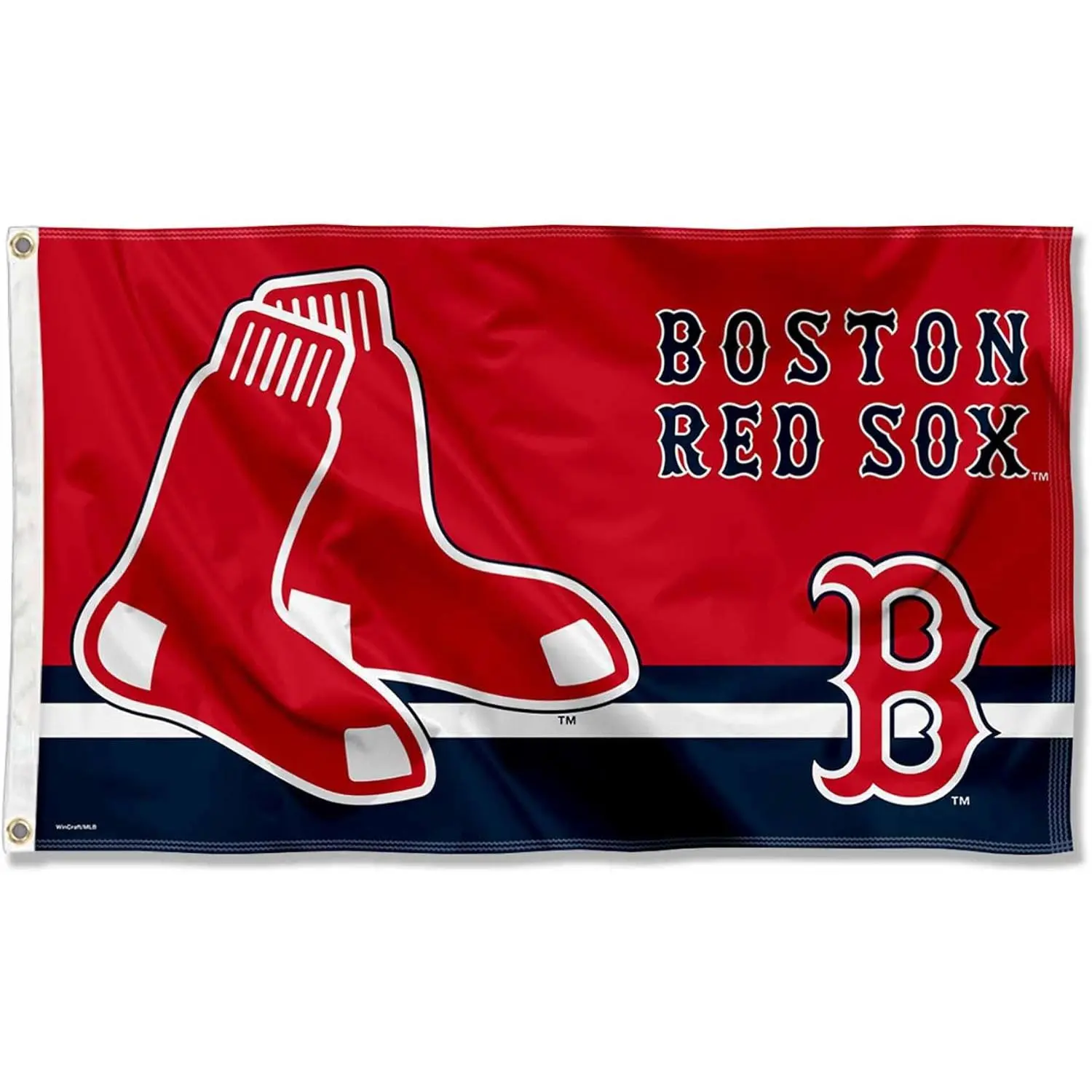 Boston Red Sox Baseball Flag, Dual-Logo Lightweight Print Banner with Red Sox Socks & Classic B Emblem for Decoration