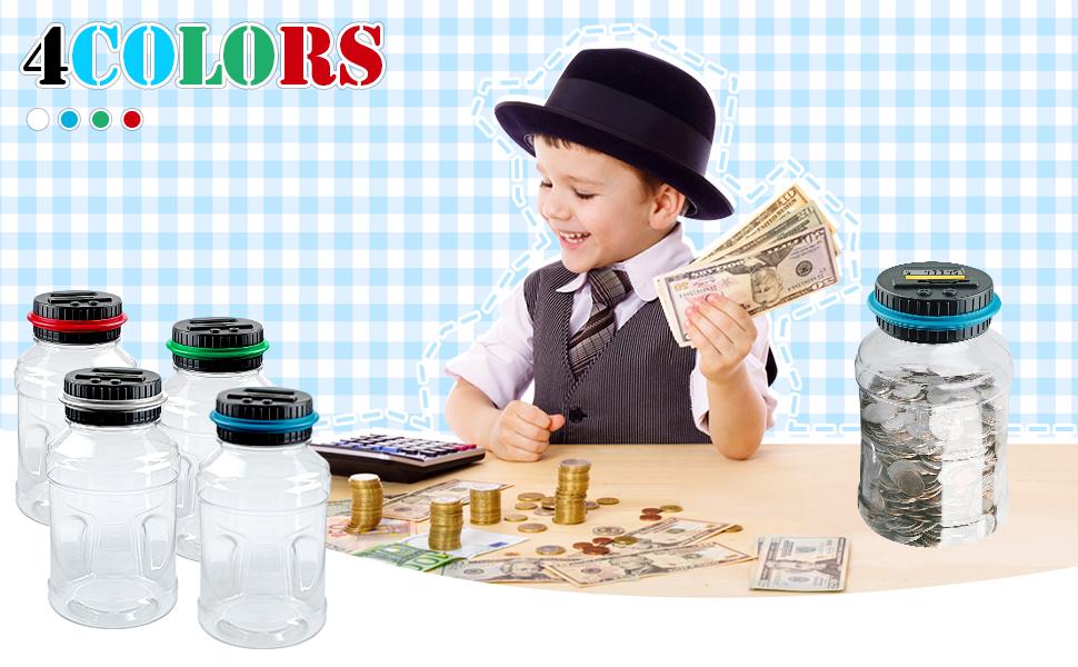 Large Piggy Banks for Adults, Digital Counting Money Jar, 1.8L Capacity Coin Counter Machine with LCD Counter, Change Jars for Saving for Boys, Designed for All US Coins