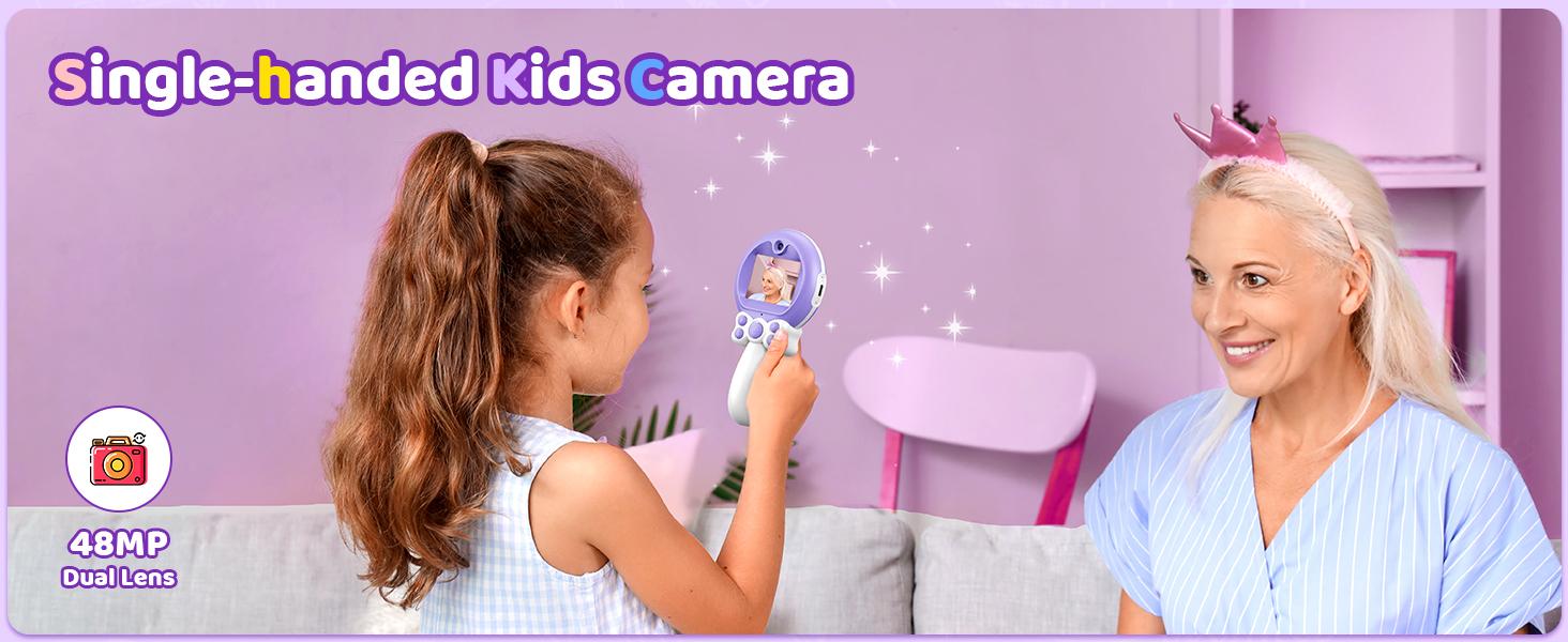 Camera Toy for Girls - Birthday Girl Gifts with Magic Wand Design - Digital Video Camera for with 32GB SD Card - Easter Basket Essentials for Girl 2 3 4 5 6 Year Olds, Purple