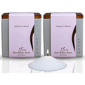 Pearled Candle  Le Cube Concrete Vase Set (2 x 16 Oz) - Lavender Love Scented - Refillable Jar Scented Candle Sand with 15 Wicks Each -   Decorative Candles for