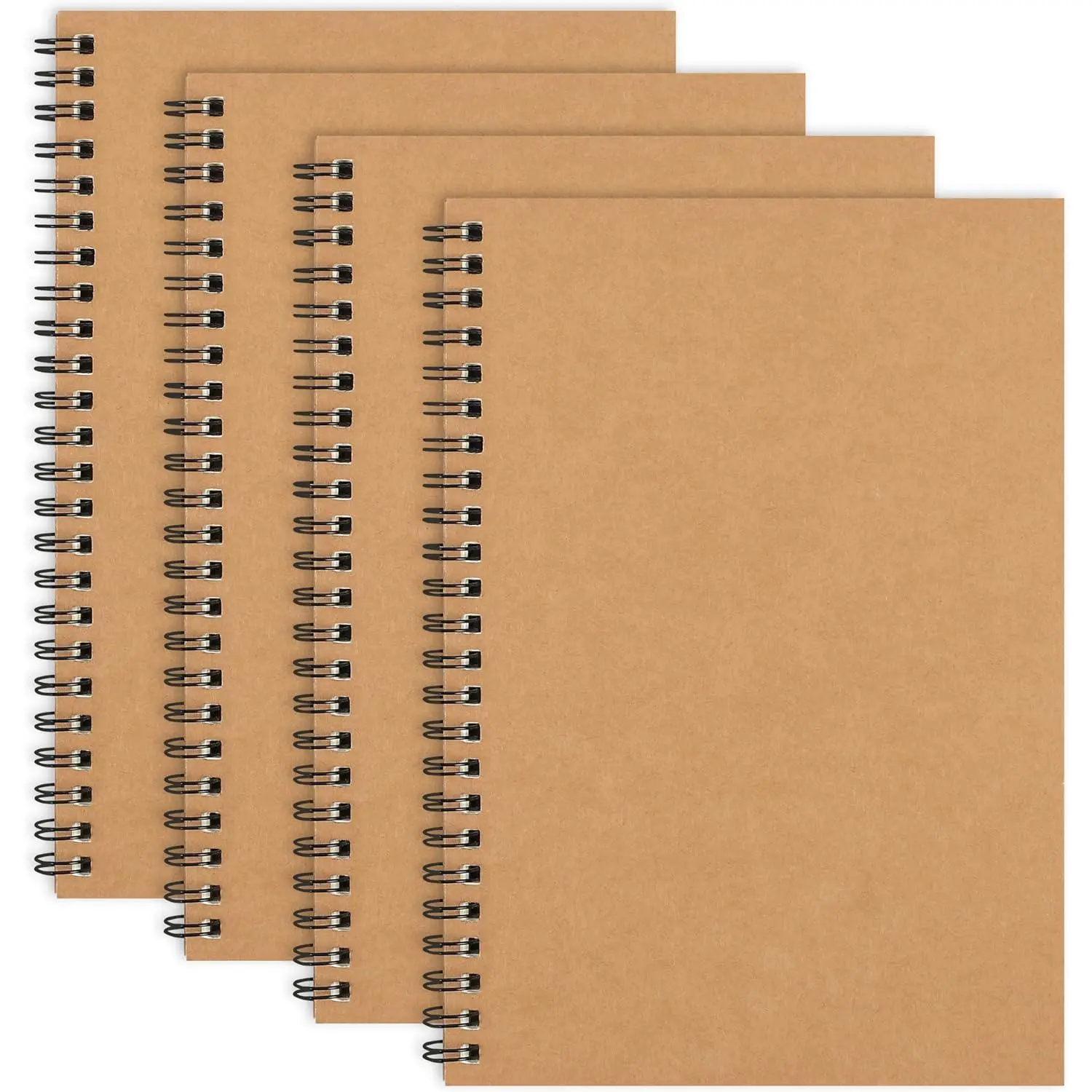 4 Pack A5 Blank Spiral Notebooks Sketchbooks, Unlined Journals 5.5 x 8.3in, 50 Sheets 100 Pages, 100gsm Diary Sketch Books for Drawing, Art, Students, Office