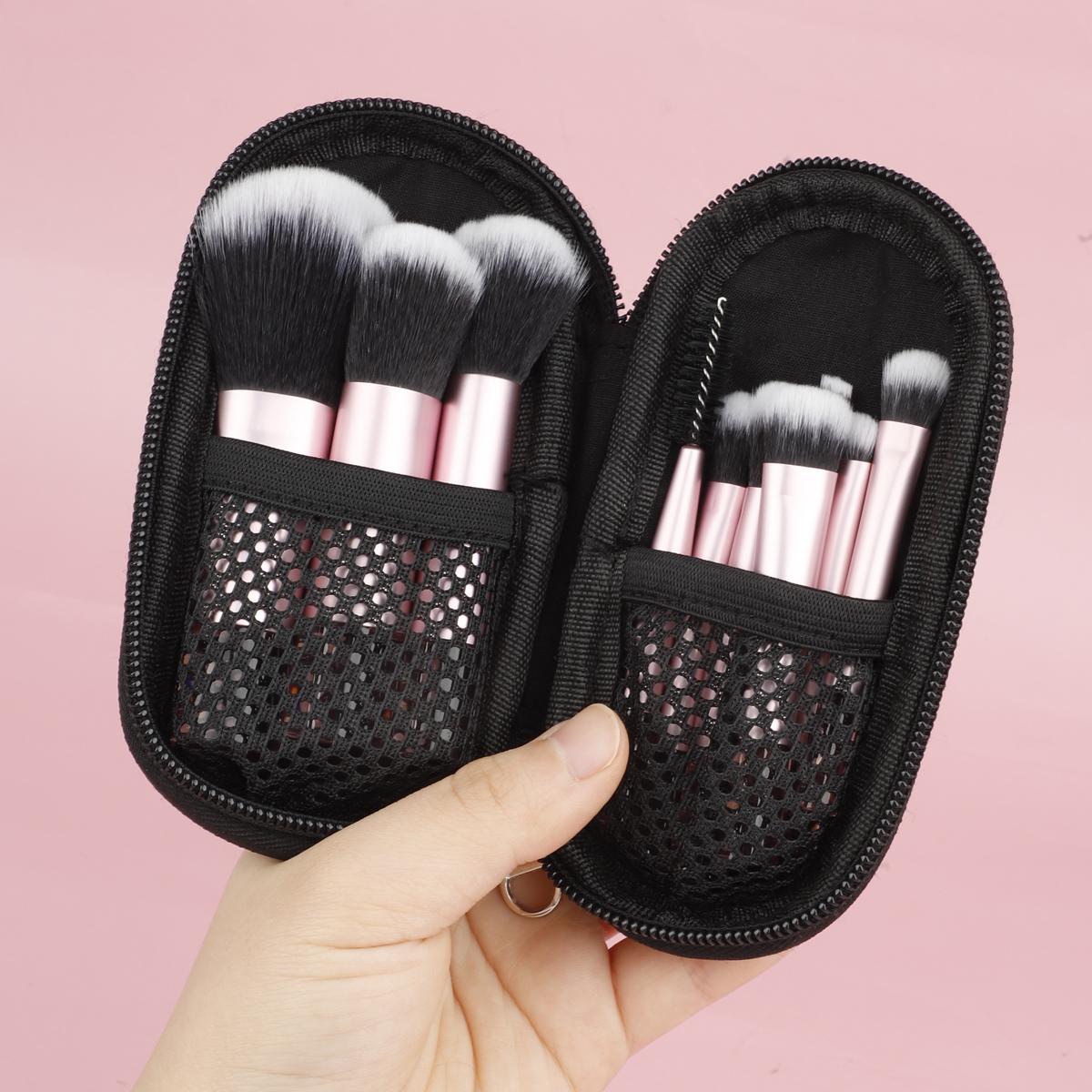 Mini Makeup Brushes Set, 10pcs/set Portable Makeup Brushes with Storage Bag for Travel, Soft Makeup Brushes for Foundation, Powder, Concealers, Cosmetic Tool Set, Beauty Products, Makeup Products Travel Essentials, Makeup Brushes Sets