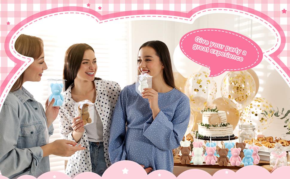30 Pcs Baby Shower Favors Bear Candles Favors with Handmade Mini 30 Boxes Bear Shaped Candles Bulk for Baby Shower Boys Girls Wedding Gender Reveal Party Guest