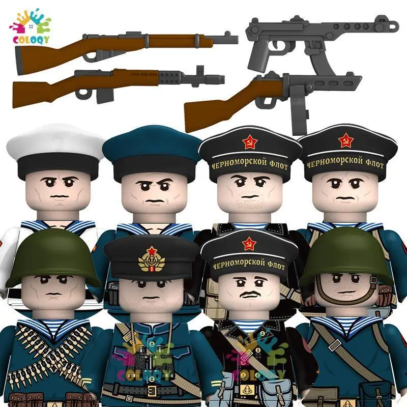 2026 hot item New Kids Toys WW2 Soviet Navy Infantry Soldiers Building Blocks PPS 98K Mini Action Figures Toys For Kids Christmas Gifts