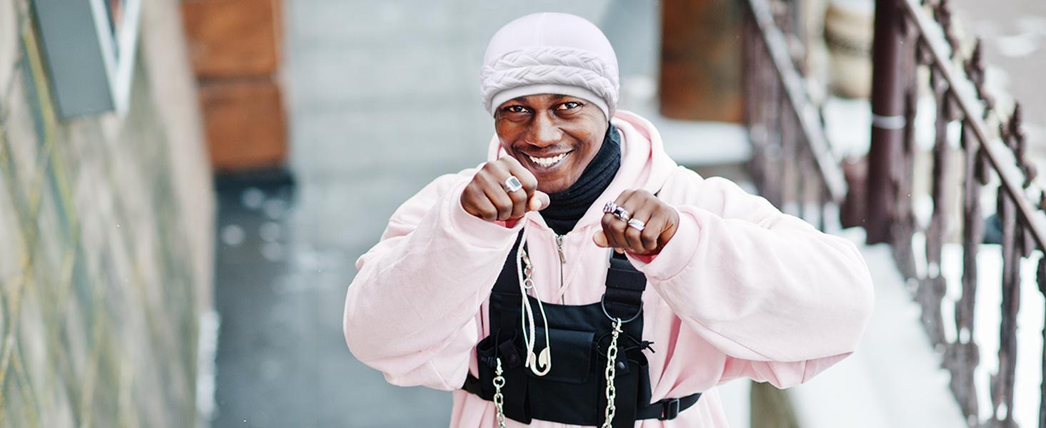 2 Packs Satin Lined Turban for Women & Men - Silky Halo Durag for Waves, Braids, Locs - Comfortable Sleeping Bonnet & Sleep Cap for Hair Protection