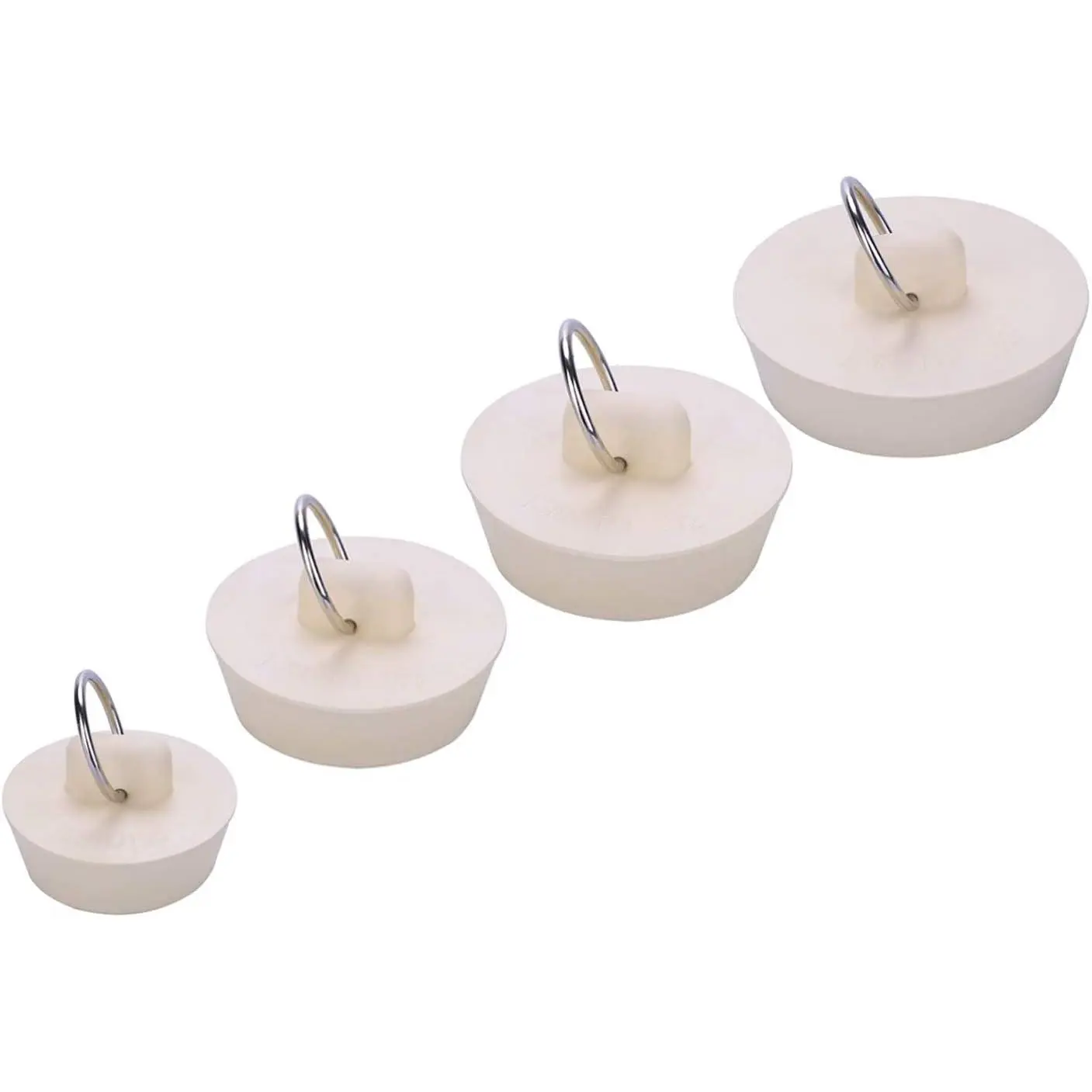 Bath Tub Drain Stoppers, 4 count Sink Bathtub Plug Rubber Kitchen Bathroom Laundry Bar Water Stopper Seal with  Ring for Shower Faucet Cover Pool Plugs and Caps