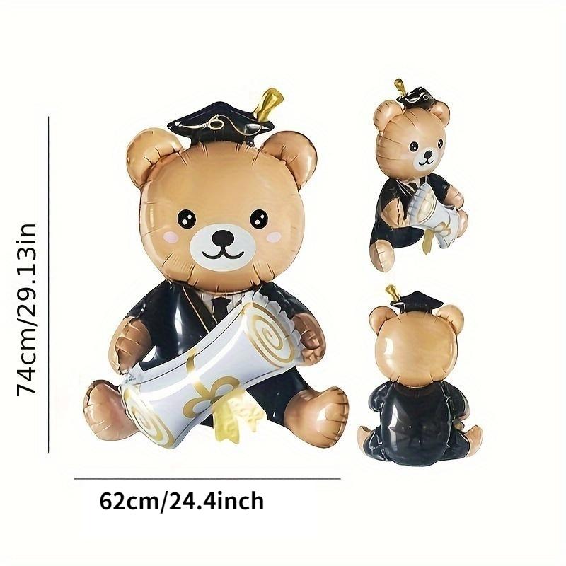 Decorating Graduation Bear Shaped Balloon, 1 Count Bear Holding Graduation Certificate Balloon, Birthday Party Photo Props, Background Decoration for Graduation Party, Decorations Supplies