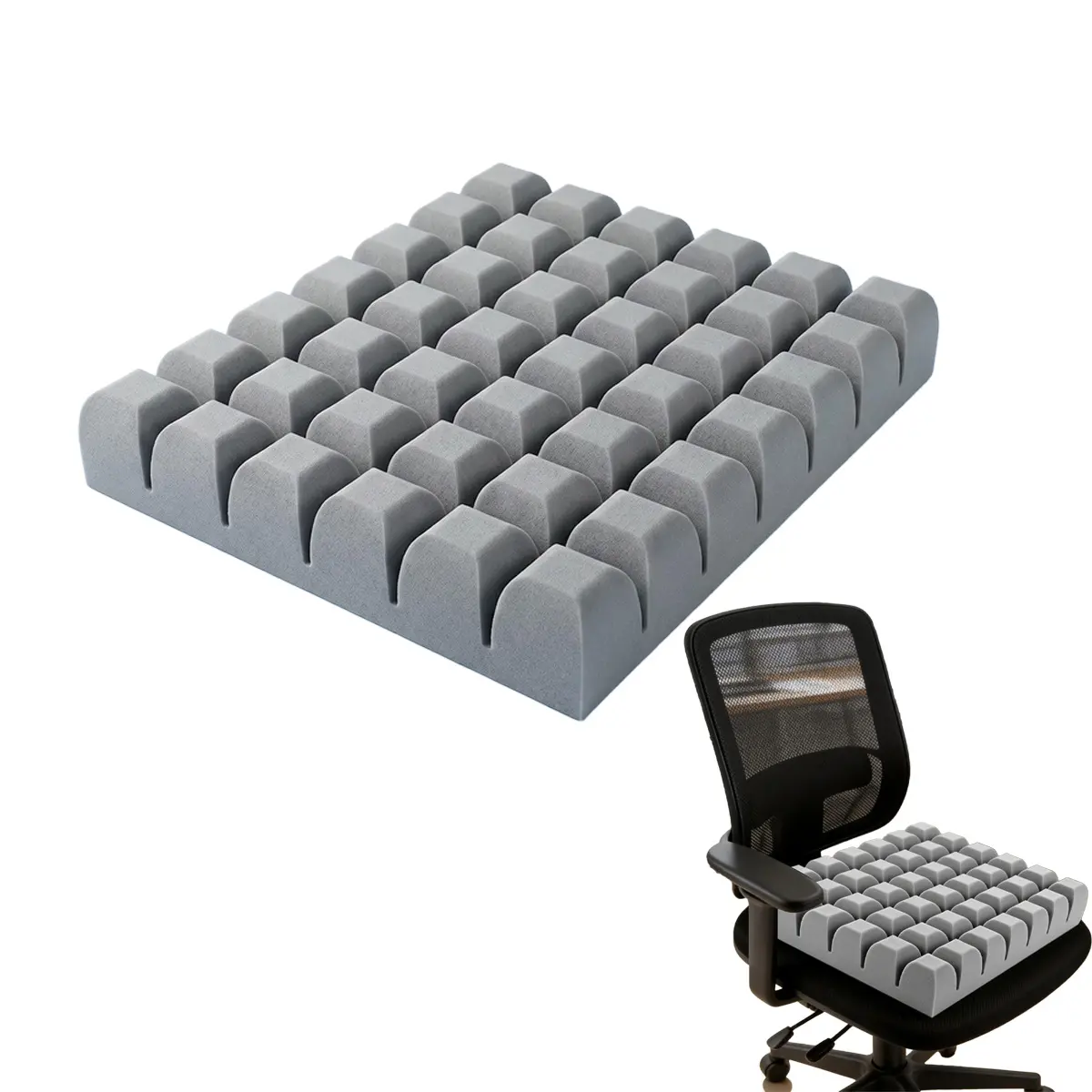 1/2-PieceWaffle Pattern Pressure Relief Seat Cushion, 18'×15.7'×3' High-Density Foam Chair Pad, Non-Slip Ergonomic Seat Cushion for Tailbone Pain Relief, Office Chair, Car Seat, Wheelchair