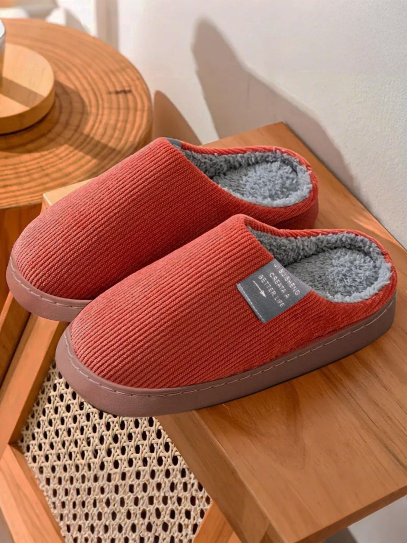 Men's Solid Color Plush Slippers, Casual Soft Comfortable Home Slippers, Warm Slippers for Indoor & Outdoor Use for Fall & Winter, Fashion Slippers, Fashionable Soft Slippers