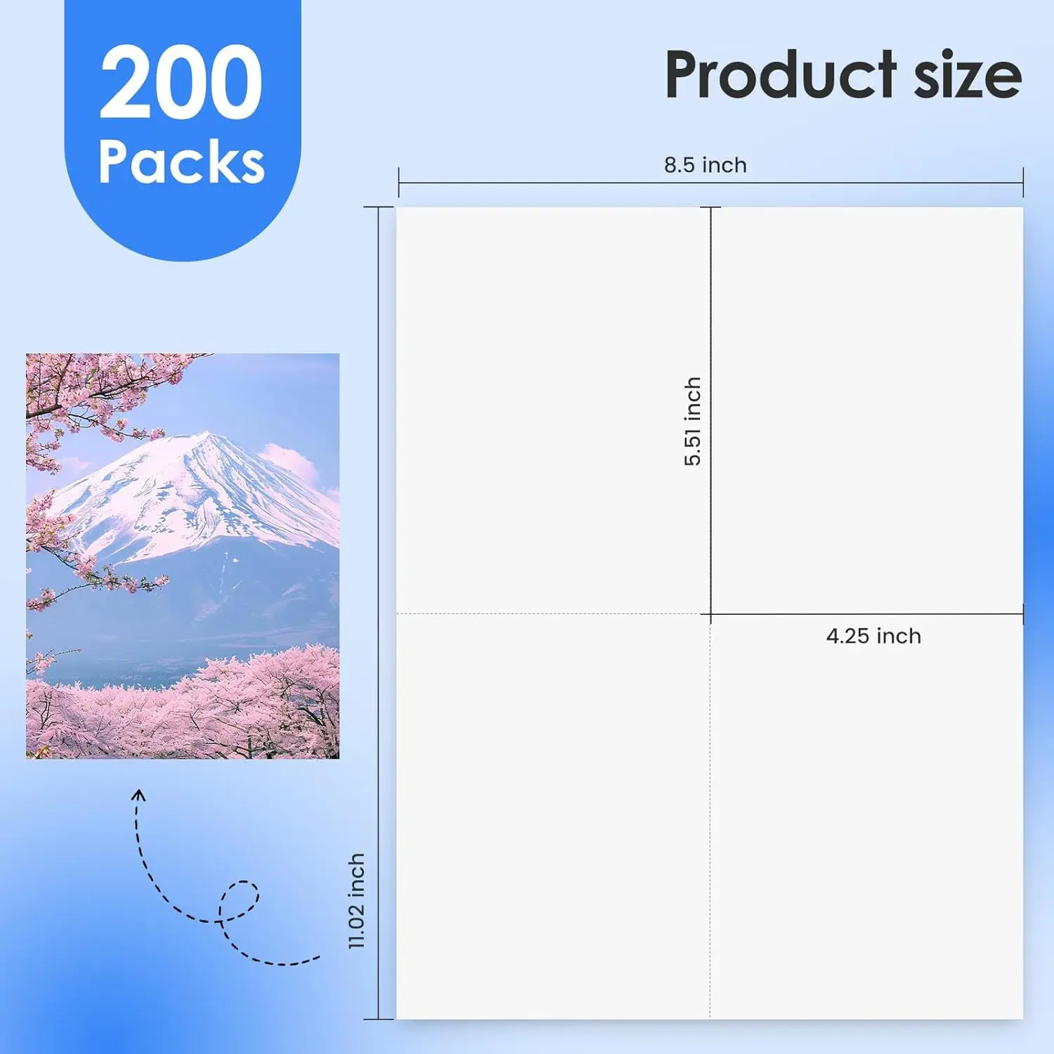 200 Laser/Inkjet Printable Blank Postcards 4 Per Page, Each Card 4.25" x 5.5", White Blank Postcards for Laser Printers (200 White Matte Cards)